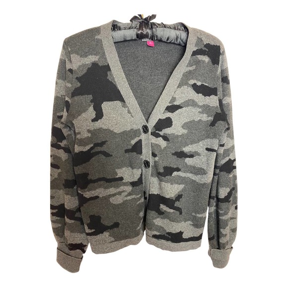 Vince Camuto Sweaters - Vince Camuto Small Grey/Black Camo Cardigan